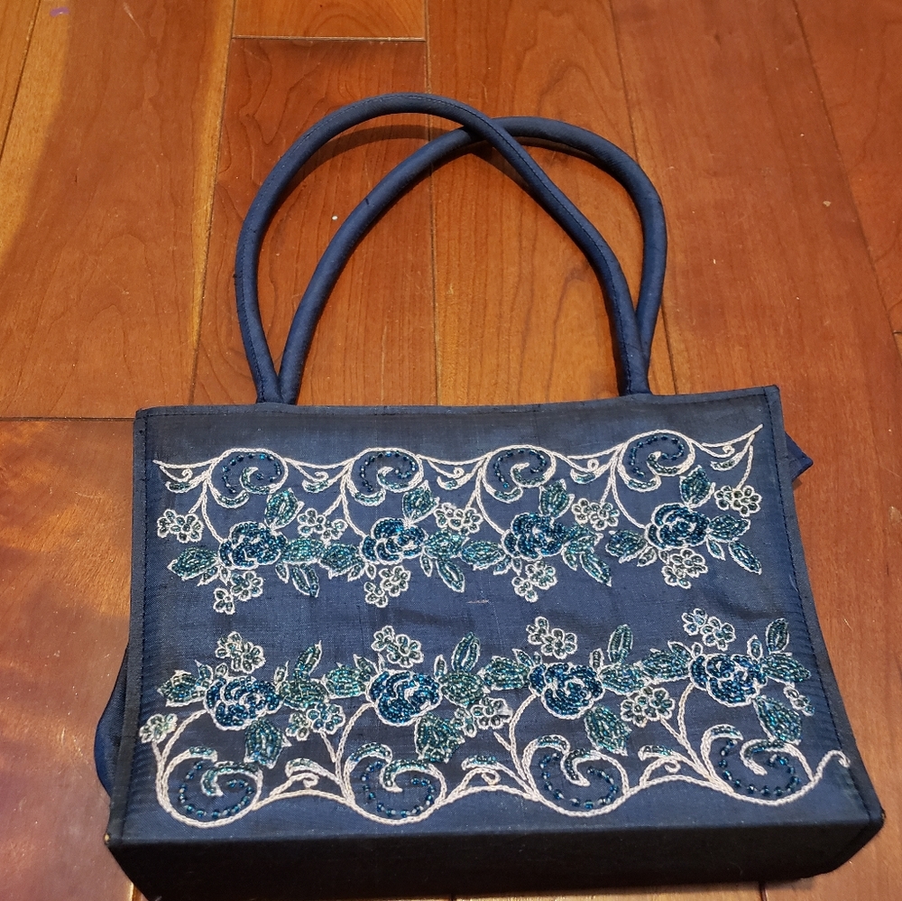 Blue Beaded Bag